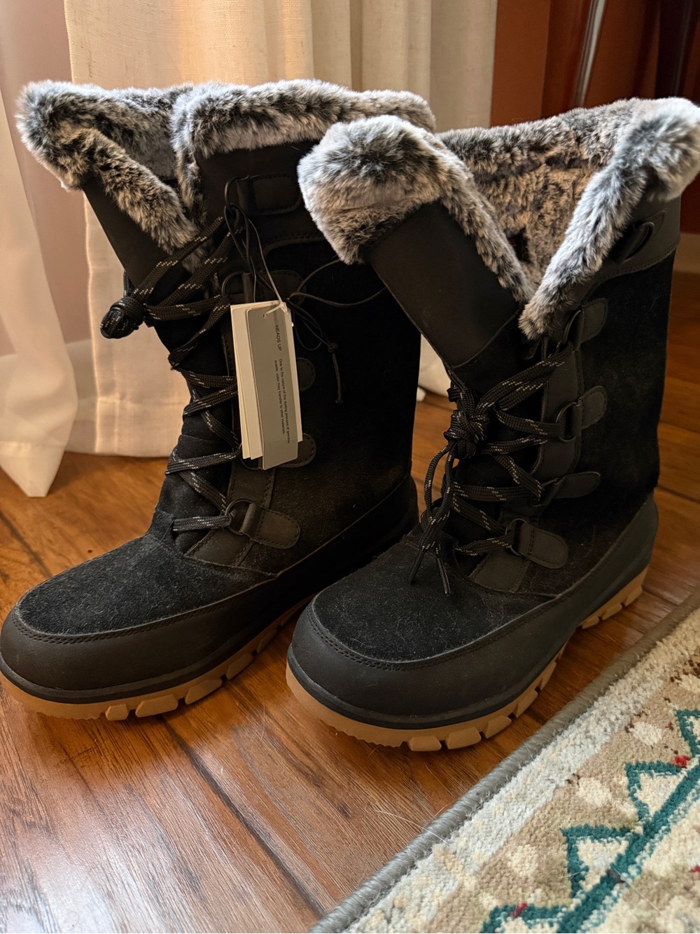 NWT Black Suede Faux-Fur Lined Winter Boots — Women’s Size 10